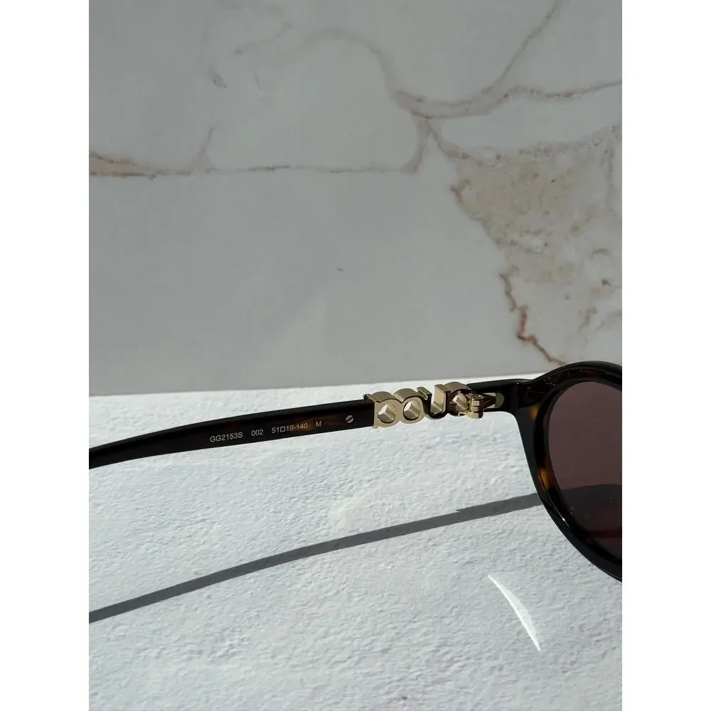 NEW Gucci GG2153S Brown Logo Oval Sunglasses $515
